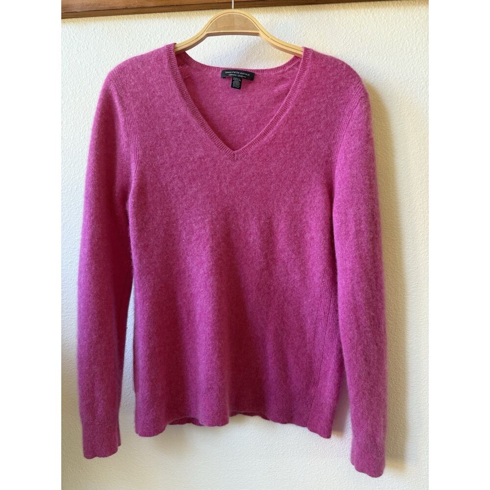 Cashmere V Neck Sweater from Saks 5th Avenue - Pink Fushia - Size: XL